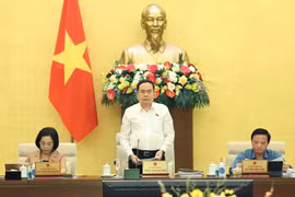 Le président de l’Assemblée nationale Trân Thanh Mân s’exprime lors de la 5e session thématique du Comité permanent de l’Assemblée nationale. Photo : VNA