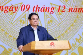 Le Premier ministre Pham Minh Chinh s’exprime lors de la 10e réunion du du Conseil central d’émulation et de récompense, à Hanoi, le 9 décembre. Photo : VNA
