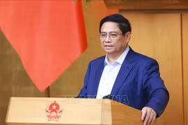 Le Premier ministre Pham Minh Chinh s’exprime lors de la réunion ordinaire d’octobre du gouvernement, à Hanoi, le 9 novembre. Photo : VNA