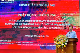 Le vice-président du Comité populaire municipal, Hà Minh Hai lors de l'événement. Photo: thanglong.chinhphu.vn