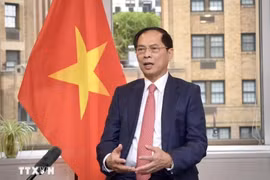 Le vice-Premier ministre et ministre des Affaires étrangères Bui Thanh Son lors d’un entretien avec la presse à la veille de la tournée du secrétaire général et président Tô Lâm en Mongolie, en Irlande et en France. Photo : VNA