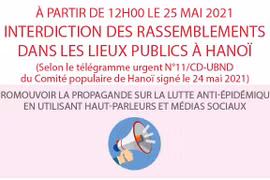 COVID-19: Interdiction des rassemblements dans les lieux publics à Hanoï