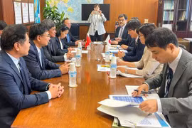 La réunion entre le vice-ministre de l'Agriculture et du Développement rural, Tran Thanh Nam, et le sénateur Maitachi Shoji, vice-ministre de l'Agriculture, des Forêts et de la Pêche du Japon. Photo: VNA