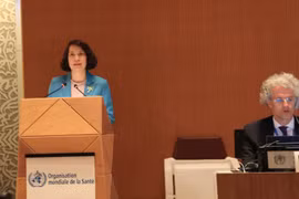La vice-ministre de la Santé Nguyen Thi Lien Huong à la 77e Assemblée mondiale de la Santé (AMS77). Photo: VNA