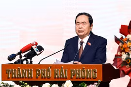 Le président de l'Assemblée nationale, Tran Thanh Man à la conférence à Hai Phong. Photo: VNA