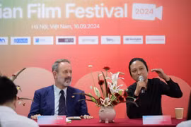 Des intervenants lors de la conférence de presse sur le Festival du film italien à Hanoï, tenu le 16 septembre. Photo : BTC/CVN