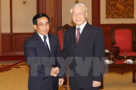 Le secrétaire général Nguyên Phu Trong affirme le soutien vigoureux et total du Vietnam au Laos