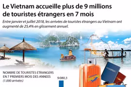 [Infographie] Plus de 9 millions de touristes étrangers visitent le Vietnam en 7 mois