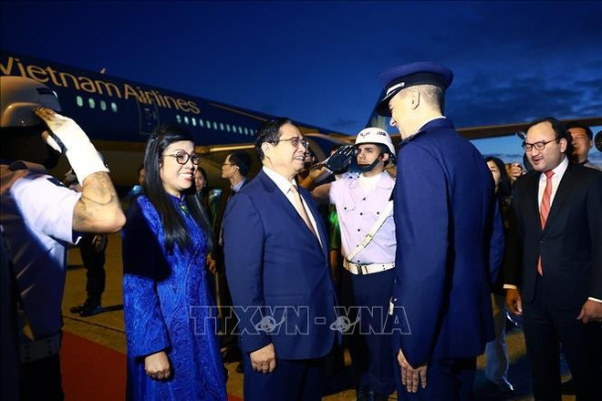 Le dirigeant vietnamien et sa délégation ont été accueillis à l'aéroport par Laudemar G. de Aguiar Neto, secrétaire à la Promotion du commerce, à la Science, à la Technologie, à l'Innovation et à la Culture du ministère brésilien des Affaires étrangères, l'ambassadeur du Vietnam au Brésil, Bui Van Nghi, et le personnel de l'ambassade du Vietnam. Photo : VNA singapore-8117.jpg