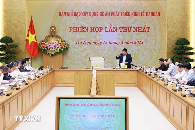 Le vice-Premier ministre Nguyen Chi Dung préside la premiÚre réunion du comité de pilotage pour le développement du projet de développement économique privé. (Photo : VNA) 1-1291.jpg