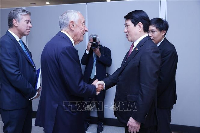 Le président Luong Cuong et son homologue portugais Marcelo Rebelo de Sousa. Photo : VNA 2-5930.jpg