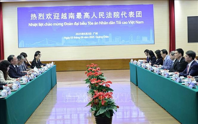 Une délégation de haut niveau de la Cour populaire suprême du Vietnam travaille avec la Cour populaire supérieure du Guangdong toa-an.jpg