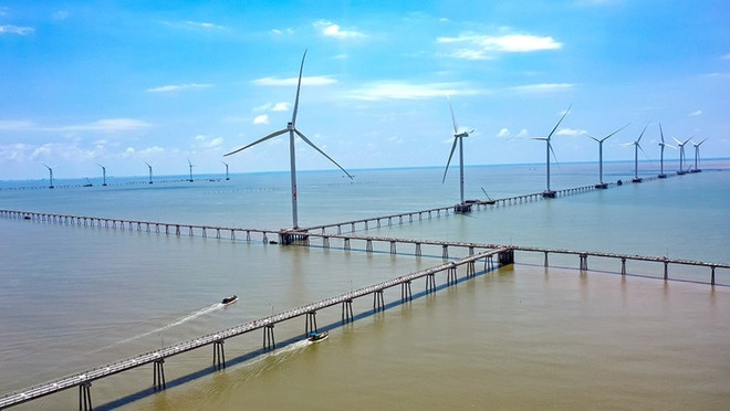 La centrale éolienne Dông Hai 1 à Tra Vinh. Photo : https://www.qdnd.vn/ nl-2.jpg