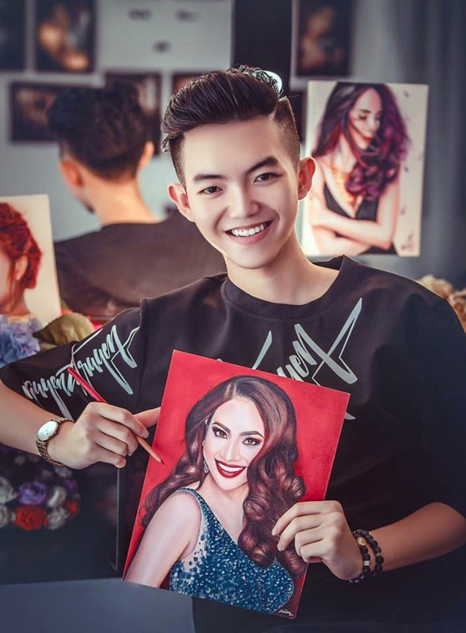 Le talent de Phan Dang Hoang pour le dessin de portrait a été présenté dans deux magazines d'art américains en 2016. Photo : fournie par Phan Dang Hoang hoang-2.jpg