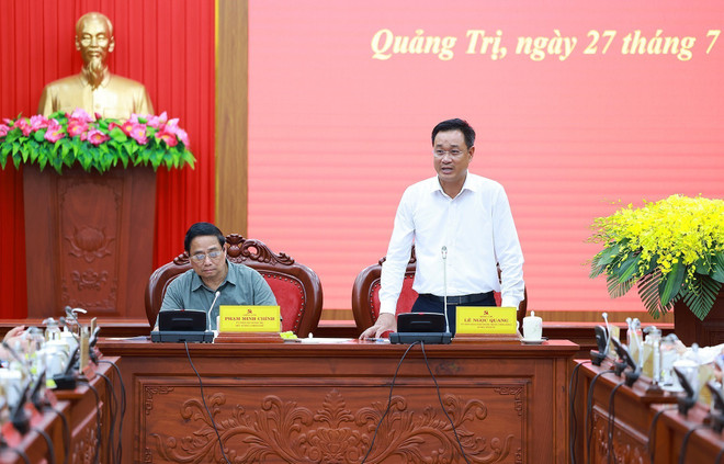Le secrétaire du Comité du Parti de Quang Tri Le Ngoc Quang prend la parole. Photo : VNA chinh-2.jpg