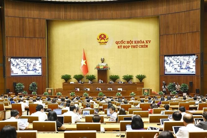 Une séance de travail de la 9e session de la 15e Assemblée nationale. Photo : VNA an.jpg