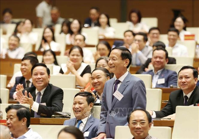 Le président du groupe Geleximco, Vu Van Tien, s'exprime à l'Assemblée nationale. Photo : VNA depute.jpg