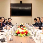 Lors de l'entretien. Photo : VNA