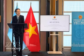 L'ambassadeur Do Hung Viet préside la réception de bienvenue à la Conférence. Photo : VNA