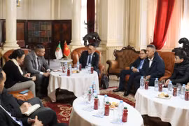 Séance de travail entre la délégation vietnamienne et les représentants de la Chambre de commerce et d’industrie (CCI) d’Oran. Photo: VNA