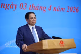Le Premier ministre Pham Minh Chinh, président du Comité de pilotage national sur l'intégration internationale, s'exprime lors d’une réunion du comité tenue le 3 avril à Hanoï. Photo: VNA
