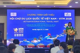 La conférence présentant le Vietnam International Travel Mart est organisée le 23 mars à Hanoï. Photo: VNA
