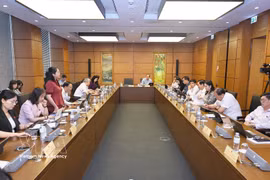 Des députés de l'Assemblée nationale des provinces de Bac Ninh et de Ca Mau tiennent des discussions de groupe. Photo : VNA