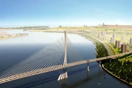 Le pont de Can Gio, d'une longueur de 7,3 km et d'un montant d'investissement de plus de 11.000 milliards de dôngs, incarnera l'aspiration de Hô Chi Minh-Ville à s'ouvrir sur la mer. Photo: VNA