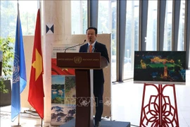 L'ambassadeur Phan Mai Dung s'exprime lors de la cérémonie d'ouverture de l'exposition. Photo: VNA