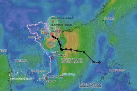 Trajectoire de la tempête Maysak à 14h le 4 juillet. Photo : VNA