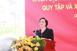 La vice-Première ministre Pham Thi Thanh Tra s'exprime lors de la cérémonie. Photo: VNA