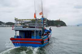 Un bateau de pêche des habitants de Gia Lai en mer. Photo: VNA