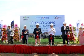 Cérémonie de mise en chantier de logements dans le cadre de la « Campagne Quang Trung » à la commune de Tra Tan. Photo : Journal de Da Nang