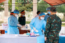 Prélèvement d’échantillons de restes de martyrs au cimetière des martyrs de la commune de Duc Linh. Photo: VNA