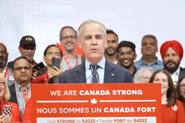 Le Premier ministre canadien Mark Joseph Carney s'exprime à Ottawa après la victoire de son Parti libéral aux élections générales, le 29 avril 2025. Photo : Kyodo/VNA