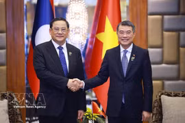 Le Premier ministre vietnamien Le Minh Hung (droite) et le Premier ministre lao Sonexay Siphandone. Photo: VNA