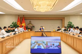 La vice-Première ministre vietnamienne Pham Thi Thanh Tra à la réunion de travail tenue le 8 mai avec le groupe d’assistance du Comité national chargé de la recherche, du rapatriement et de l’identification des restes des soldats morts pour la Patrie. Photo: VNA