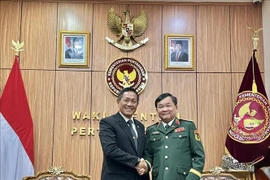 Le général de corps d'armée Hoang Xuan Chien, vice-ministre vietnamien de la Défense (droite) et le ministre indonésien de la Défense, Sjafrie Sjamsoeddin. Photo: VNA 