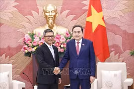 Le président de l'Assemblée nationale (AN), Tran Thanh Man (droite) et l'ambassadeur indonésien, Denny Abdi. Photo: VNA