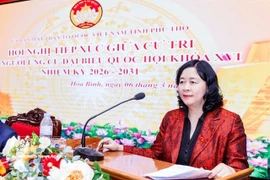 La présidente du Comité central du Front de la Patrie du Vietnam (FPV), Bui Thi Minh Hoai, a rencontré le 6 mars des électeurs de la circonscription n°5 dans la province septentrionale de Phu Tho, dans le cadre des élections à l’Assemblée nationale pour le mandat 2026-2031. Photo: VNA