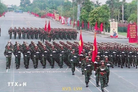 Entraînement pour le défilé militaire du 2 septembre. Photo : VNA