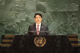 Le président vietnamien, Luong Cuong, prononce un discours lors du débat général de haut niveau de la 80e session de l’Assemblée générale des Nations unies. Photo: VNA