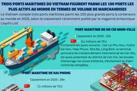 Trois ports maritimes du Vietnam figurent parmi les 100 ports les plus actifs au monde en termes de volume de marchandises