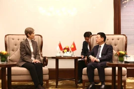 Le ministre vietnamien des Sciences et Technologies, Nguyen Manh Hung, et la ministre singapourienne du Développement numérique et de l’Information, Josephine Teo. Photo: VNA