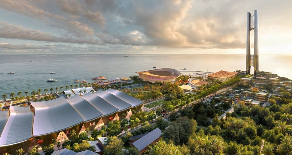 Afin de servir de la Semaine du sommet de l'APEC 2027 dans la zone spéciale de Phu Quoc, la province d'An Giang construit et modernise de nombreux ouvrages clés. Sur la photo : Vue d'ensemble du complexe multifonctionnel de l'APEC. Photo : VNA