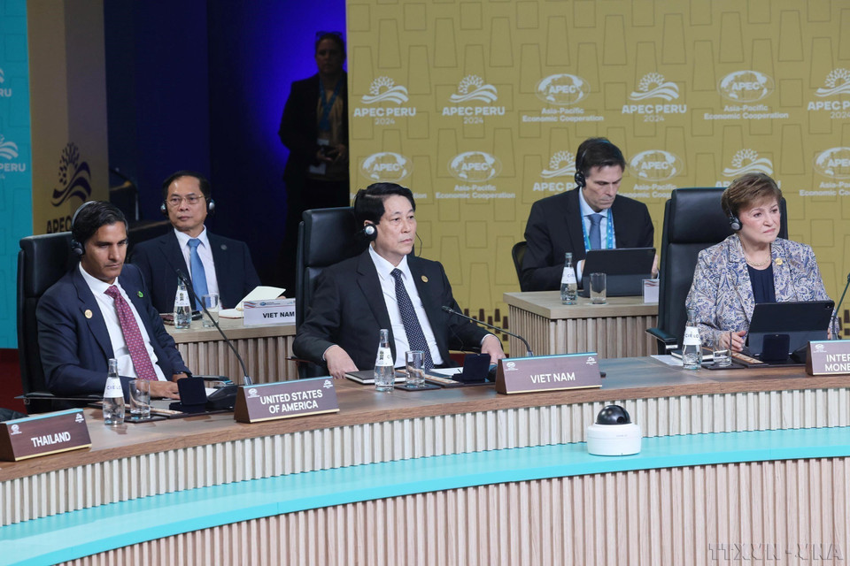 Le président Luong Cuong a participé au 31e sommet de l'APEC, placé sous le thème « Autonomisation-Inclusion-Croissance », à Lima (Pérou,) le 16 novembre 2024. Photo : VNA