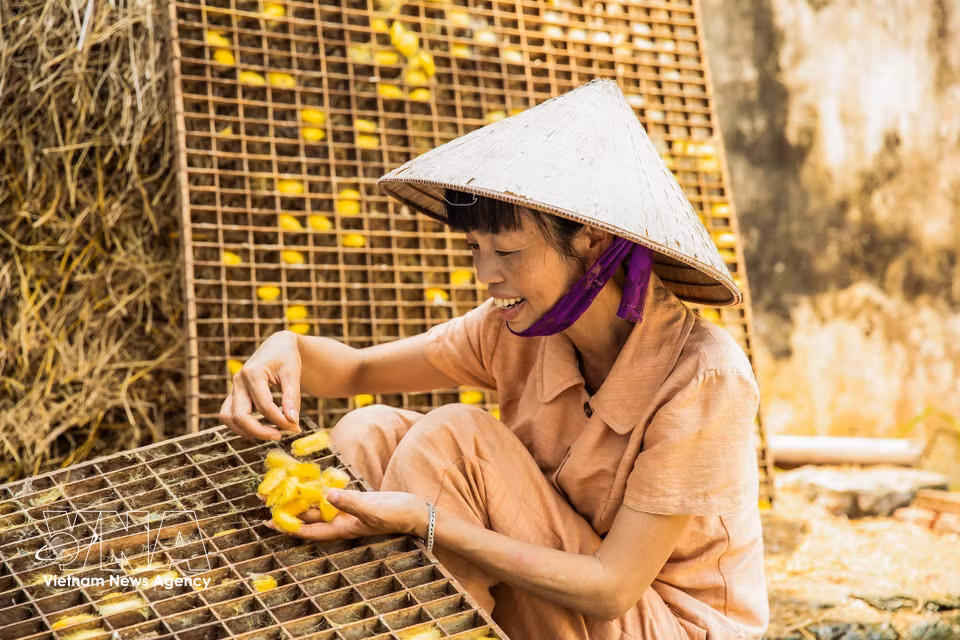 Le métier du tissage de la soie tussah contribue au développement de l’économie locale. Photo : VNA