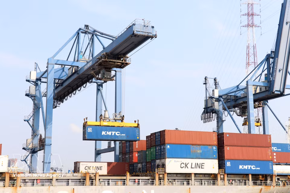 Les activités portuaires se poursuivent à un rythme soutenu dans les ports de Ho Chi Minh-Ville. Photo : VNA