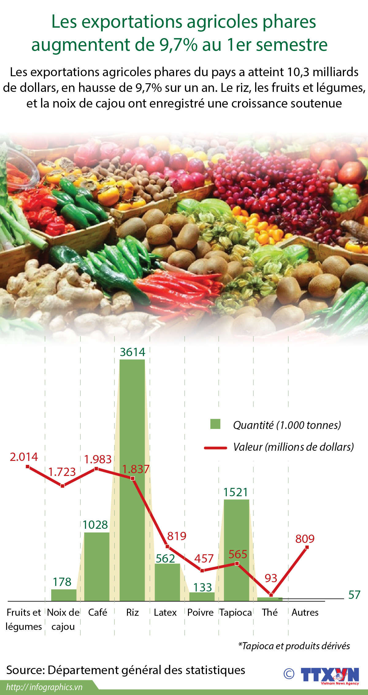 Les exportations de produits agricoles phares augmentent de 9,7% au 1er semestre ảnh 1