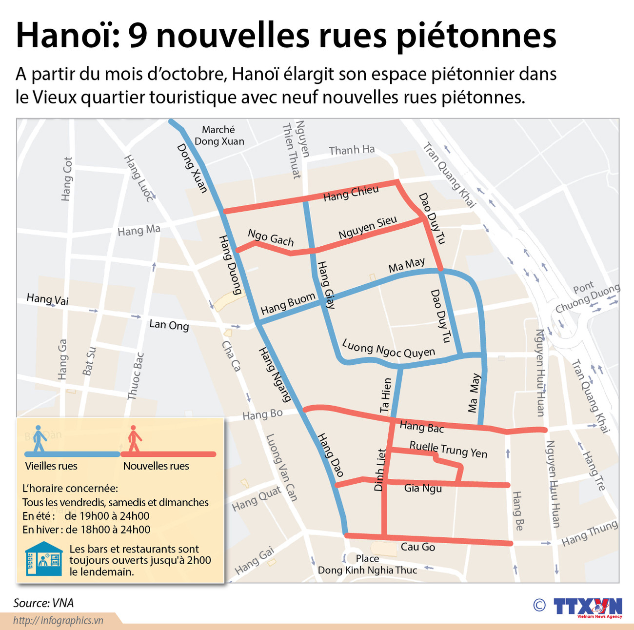 Hanoï: 9 nouvelles rues piétonnes dans le Vieux quartier ảnh 1 Hanoï: 9 nouvelles rues piétonnes dans le Vieux quartier ảnh 1